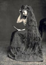 Antique Photo ... Victorian Woman With Long Hair ... Photo Print 5x7 picture