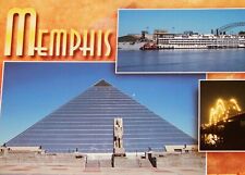 Vintage Postcard, MEMPHIS, TN, 2000, View Of The Pyramid, Bridge & Riverboat picture