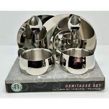 Vtg Starbucks Stainless Steel Coffee Espresso Demitasse Mug Cup Spoon Saucer Set picture