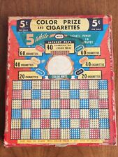 Vintage 1940s Punch Board Gambling Color Prize and Cigarettes 5c picture