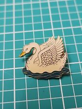 Vintage Swimming Swan Gold Tone Lapel Pin Hat Lanyard Pin  picture