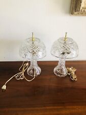 VINTAGE CUT CRYSTAL TABLE LAMPS WITH CRYSTAL SHADE AT MATCHING PAIR MID20CENTURY picture