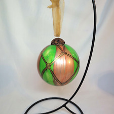 Large Russ Hand Painted Red And Green Ornament Antique Gold trim 4