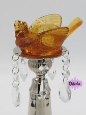 Vintage 1950’s L G Wright MASTER “Bird With Berry”  Amber  glass open salt picture