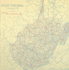 Vintage WEST VIRGINIA Auto Trails Map Highway Original Antique Charleston Road picture