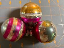 lot of 3 vintage 50's Shiny Brite Christmas Ornaments striped balls picture