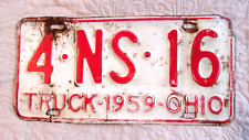 Vintage VERY  FINE 1959 OHIO TRUCK License Plate (has minor bends) picture