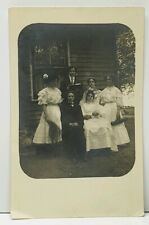 RPPC Early 1900s Outdoor Wedding Family Photo Postcard C6 picture