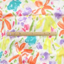 Vintage 1980s Impressionist Floral Dress Fabric Bold Pastel BTY picture
