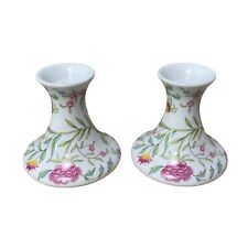Avignon Pair of Candle Holders Chintz Floral Toscany Japan Ceramic Candlesticks picture