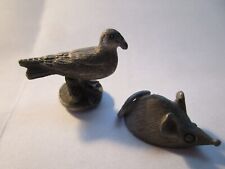 Miniature Tiny Pewter Mouse & Bird Collectible Figurines Set of 2 Vintage picture