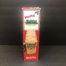 1981 Hefty Holiday Tumblers Plastic Crystal Cups 38 Pc 10oz Holly Prop Christmas picture