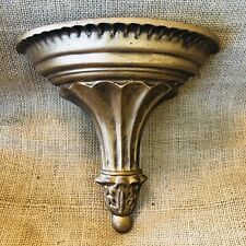 Vintage Hoda Antique Gold metal fluted Hollywood wallPocket planter Bookend 1969 picture