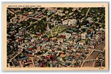 New Haven Connecticut CT Postcard Bird's Eye View Building Street View Vintage picture