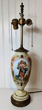  Sevres Style French Painted Porcelain /Lamp  Enamel Brass Base C. 1890s w/Shade picture