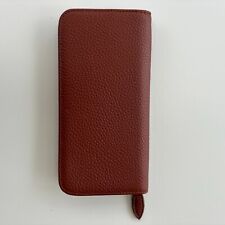 leather pen case for three pens, soft, rich brown, zip around, new picture