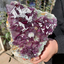 1.98LB Natural purple cubic Fluorite Crystal Cluster mineral sample picture