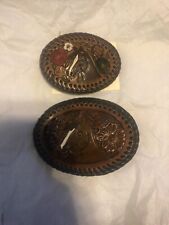 2 Leather Handcrafted Horse Belt Buckles  picture