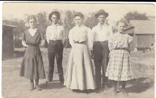 Solio Truly Amazing RPPC Postcard Photo Young Women & Men on Farm Looking Dapper picture