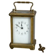 Antique French Victorian Brass & Crystal Carriage Clock with Key Circa 1890 picture