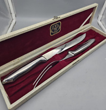 2pc Stainless Steel Carving Set and Presentation Box Japan MCM metallic Chrome picture