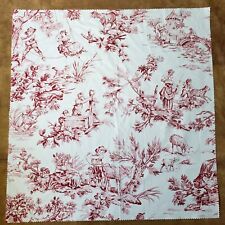 Vintage Toile Upholstery Interior Decorating Fabric Sample Red White 26
