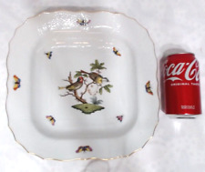 HEREND HUNGARY ROTHSCHILD BIRDS & BUTTERFLIES SQUARE SERVING BOWL 10-1/2