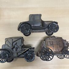 LOT OF 3 BANTHRICO DIECAST METAL ANTIQUE CAR BANKS BANTHRICO INC. CHICAGO USA picture