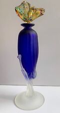 Vintage Fantastic Blue Art Glass Seashell Perfume Bottle picture