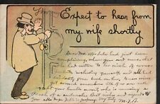 Old Humor Postcard Expect To Hear From My Wife Shortly Memphis TN 1909 cancel picture