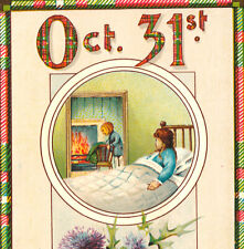 Halloween Greetings Oct 31st Bedroom Pumpkin Goblin Man Gottschalk 2402 PostCard picture