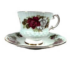 Elizabethan Fine Bone China Roses/ Mint Hued Background Footed Cup & Saucer Set picture