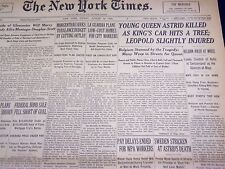 1935 AUGUST 30 NEW YORK TIMES - YOUNG QUEEN ASTRID KILLED - NT 1977 picture