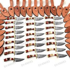 LOT OF 16 CUSTOM HANDMADE DAMASCUS STEEL HUNTING SKINNING EDC KNIFE STAG/ANTLER picture