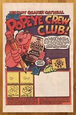 1989 Quaker Oatmeal/Popeye The Sailor Man Print Ad/Poster Cereal Pop Art 80s picture