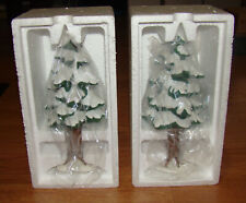 2x Department 56 Heritage Village Porcelain Hand-Painted Snowy PIne, Large 8.75