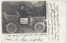 1907 Studio Prop REAL PHOTO Los Angeles, California Man in Auto - Old Postcard picture