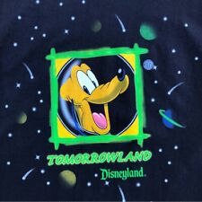 Vtg Disney Tomorrowland Pluto Cartoon Graphic Black Mickey Inc Tee - Size Small picture