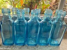 Lot of 10 small Mini aqua glass bottles. Sapphire Gin Set Empty. Clean.  picture