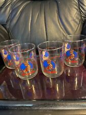 Set of 4 Vintage Holiday 4 Inch Glass Tumblers Rudolph the Red Nosed Reindeer picture