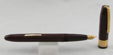 Everlast Burgundy & Gold Fountain Pen - Medium Semi-Hooded Nib - 1950's - USA picture