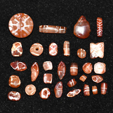 30 Genuine Ancient Near Eastern Etched Carnelian Beads over 1000 Years Old picture