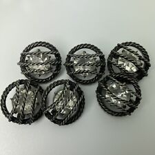 Unique Vintage Metal Buttons Set of Six Rhinestone Style picture