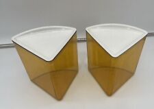 2 - Vintage Replacement Rubbermaid Clear Orange  Pie Shaped Containers With Lids picture