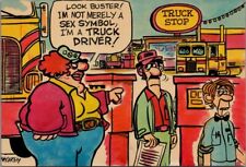 Truck Driver Sex Symbol Trucker Truck Stop Humor Comic Postcard UNP picture