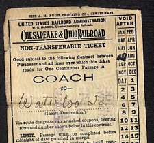 Chesapeake & Ohio Railroad 1919 Waterloo, IA Ticket #11168 picture