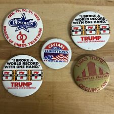 Lot of 5 Vintage Atlantic City Casino Pin Back Buttons -Trump - Caesars -Resorts picture