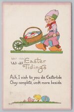 S Bergman~c1913~Easter Tidings~2005~Kiddo Pushing Wheel Barrow Of Eggs~c1913~PC picture