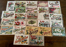 Lot of 26 Words~To Family~Sentiments~Large Letter 1910 Greetings~Postcards-k-89 picture