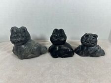 Set of 3, Hand Carved Indian Soapstone Cat Sculptures, Resembling 